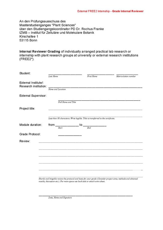 Grading by Internal Reviewer